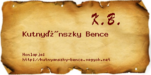 Kutnyánszky Bence névjegykártya