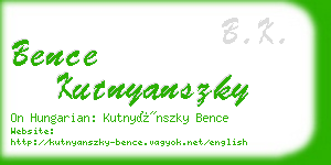 bence kutnyanszky business card